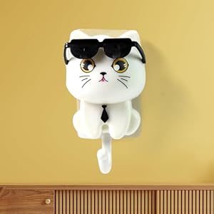 Cat Hook for Wall, Cute Cat Key Hook with Sunglasses
